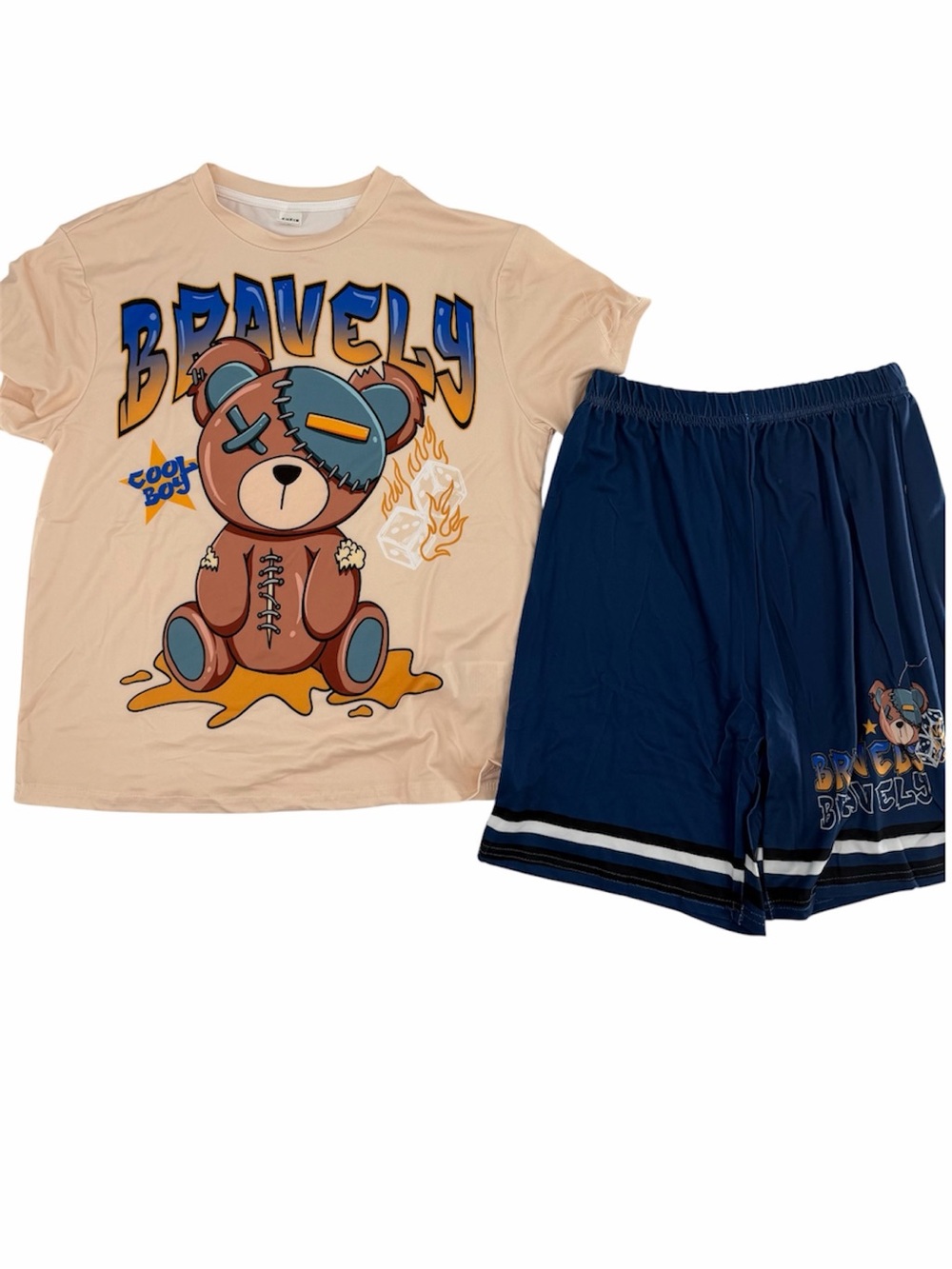 SHEIN boys printed short sleeve set shirt and shorts new size 11y